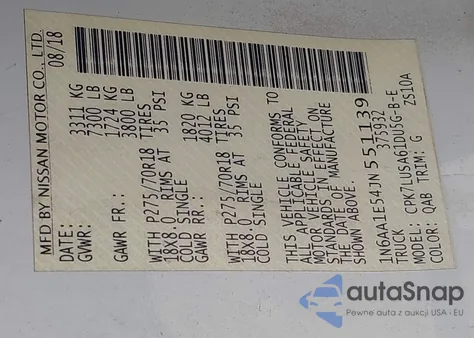 2018 Nissan Titan Pro-4X from USA, damaged, VIN 1N6AA1E54JN551139